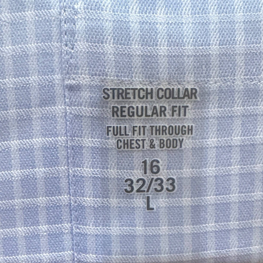 Chaps Light Blue Windowpane Performance Dress Shi… - image 3